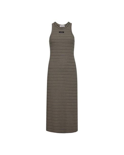 Haute L'Amitié Gestreepte Dessert Rib Jurk Walnoot in het Gray