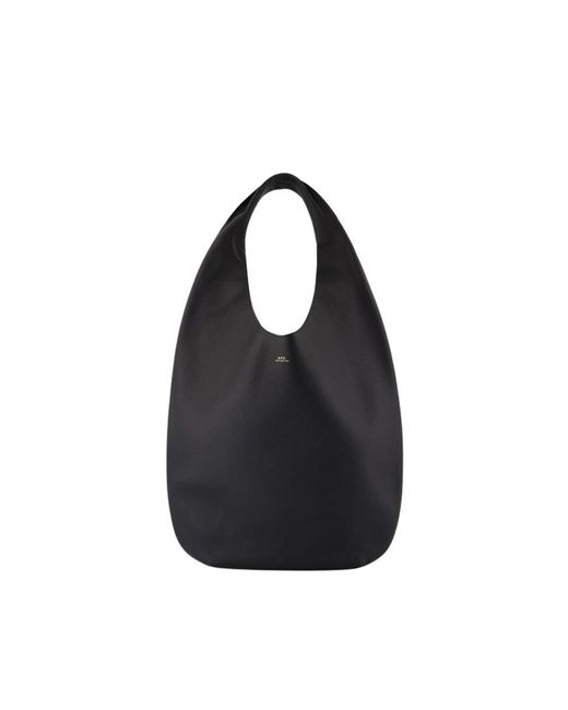A.P.C. Black Schwarze Leder-Schultertasche