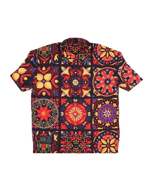 DOLLY NOIRE Rotes Majolika-Muster Oversize Hemd in Red für Herren