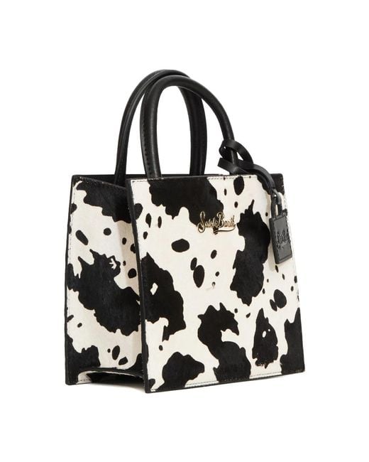 Mc2 Saint Barth Black Kuhmuster Mini Shopper Handtasche