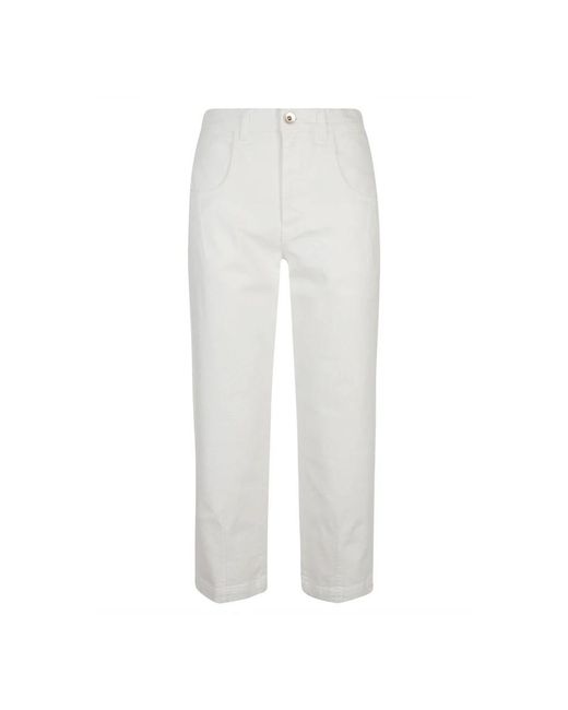 Eleventy White Cropped Trousers