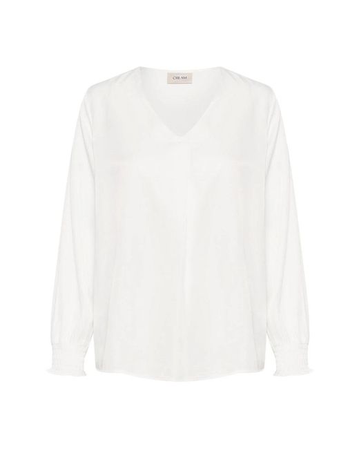 Cream Overhemden ,Wit ,Polyester Sneeuwwitte Pofmouw Blouse in het White