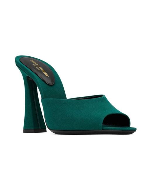 Saint Laurent Green Heeled Mules