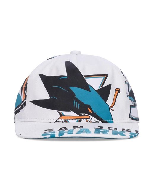 Mitchell & Ness Accessoires ,Veelkleurig ,Katoen San Jose Sharks Platte Klep Pet in het Blue