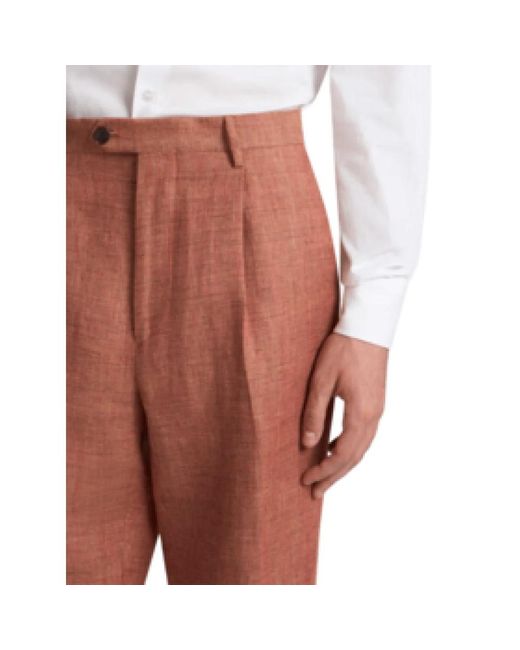Etro Braune Leinen-Baumwoll-Hose Mit Tailoring in Red für Herren