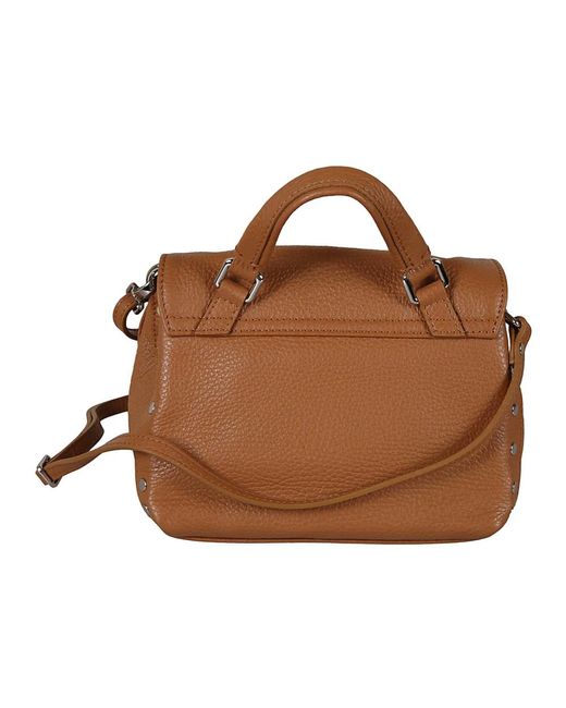 Borsa a tracolla in pelle nera con chiusura a scatto di Zanellato in Brown