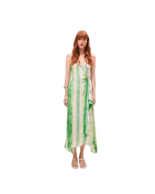 Suncoo Green Asymmetrisches midi-wrap-kleid tie dye