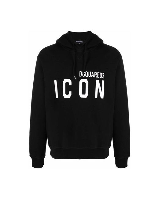 DSquared² Hoodies & Sweatvesten ,Zwart ,Katoen Zwarte Bedrukte Hoodie Sweatshirt in het Black voor heren