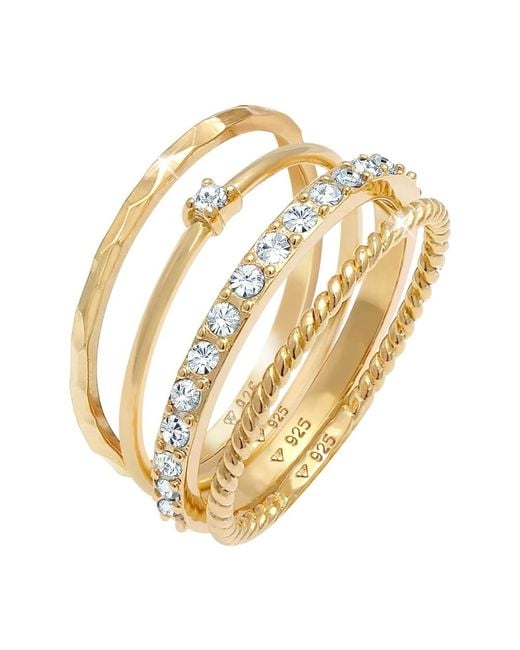 Elli Jewelry Metallic Silberring-Set Mit Verschiedenen Stilen