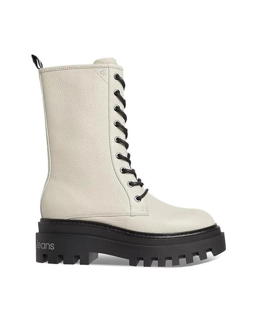 Calvin Klein Natural Lace-Up Boots