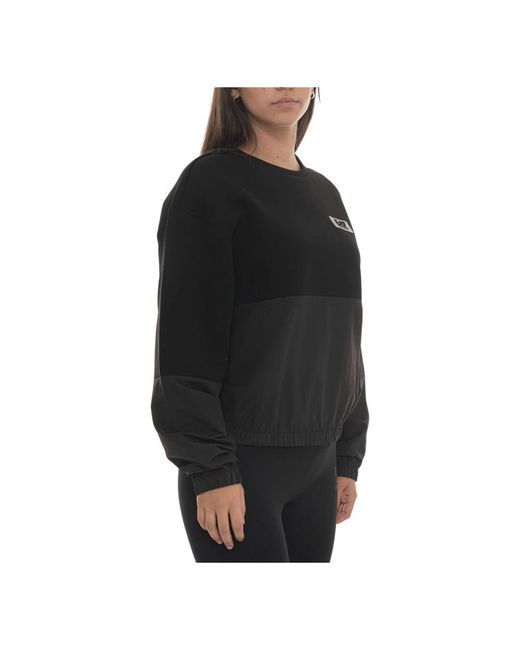 EA7 Hoodies & Sweatvesten ,Zwart ,Katoen Contemporary Sport Sweater Met Ronde Hals in het Black