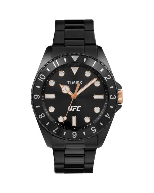Timex Accessoires ,Zwart ,Analoge Zwarte Roestvrijstalen Horloge in het Black voor heren