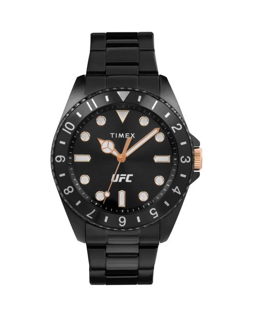Timex Accessoires ,Zwart ,Analoge Zwarte Roestvrijstalen Horloge in het Black voor heren
