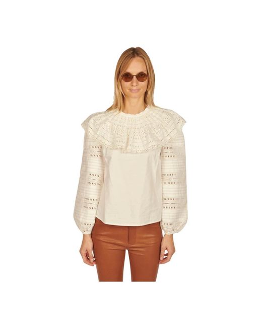 Sea Ivory Broderie Anglais Shirt in het Natural