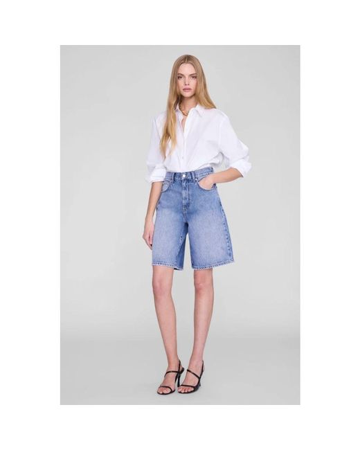 Anine Bing Blue Denim Shorts