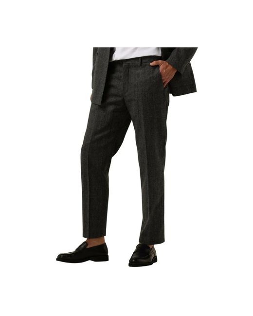 SELECTED Broeken ,Grijs ,Grijze Pied-De-Poule Broek in het Black voor heren