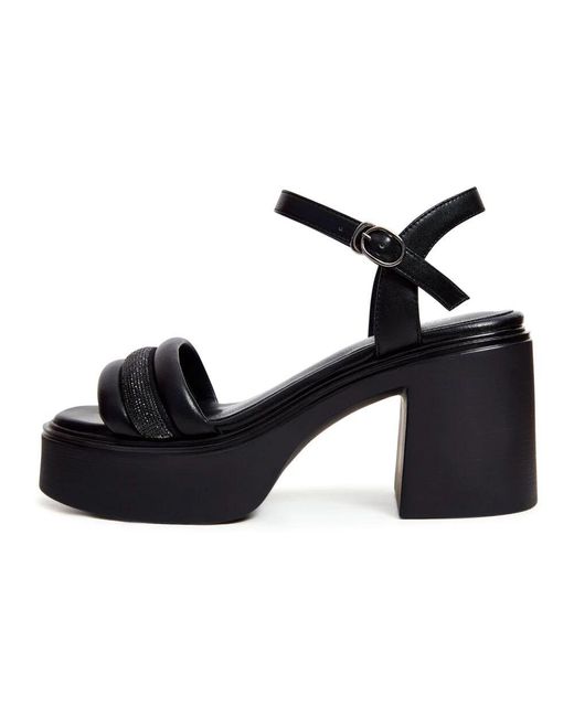 CESARE GASPARI Black Stilvolle blockabsatz-sandalen