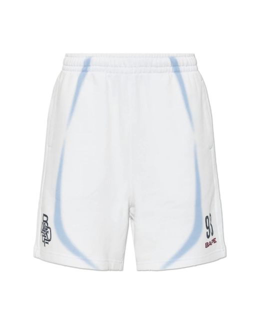A Bathing Ape Logo Shorts in het White voor heren