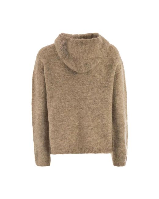 Max Mara S Knit Hooded Pullover in het Natural