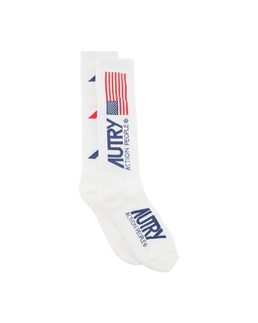 Autry Blue Socken mit kontrastierendem jacquard-logo