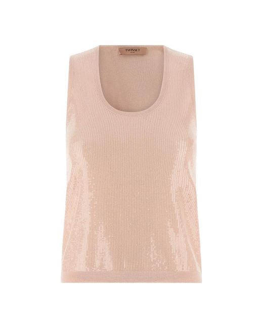 Twinset Pink Round-Neck Knitwear