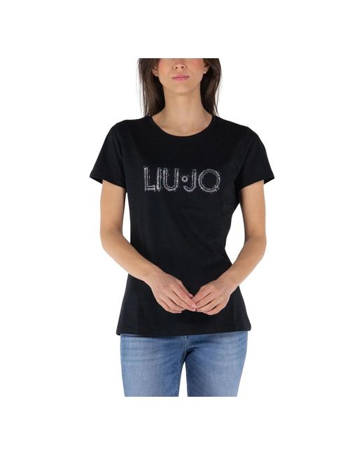 Liu Jo Black Strass t-shirt für frauen