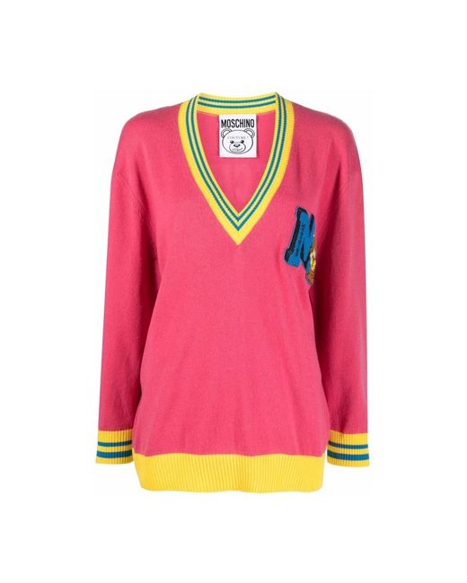 Knitwear > v-neck knitwear Moschino en coloris Pink