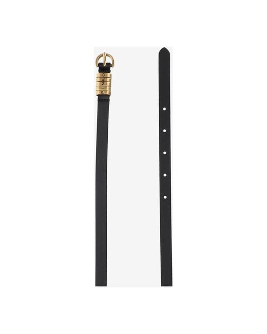 Pinko Accessoires ,Zwart ,Leer 1,2-Cm Riem Met Logo Letters in het Black