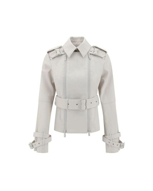 Burberry Gray Baumwolljacke Mit Gürtelärmeln