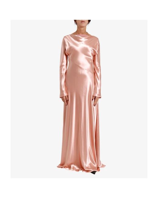 Alberta Ferretti Kleedjes ,Roze ,Satijn Lange Satijnen Jurk in het Pink