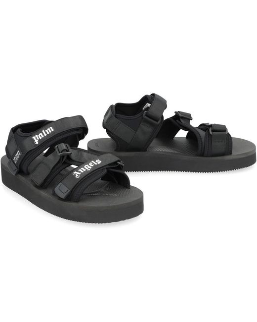 Palm Angels Black Flat Sandals for men