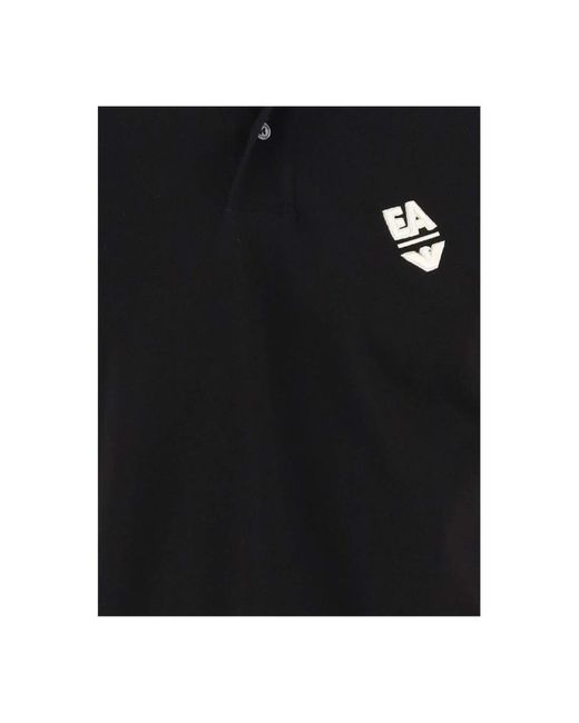 Emporio Armani Schwarzes baumwoll-poloshirt besticktes logo in Black für Herren
