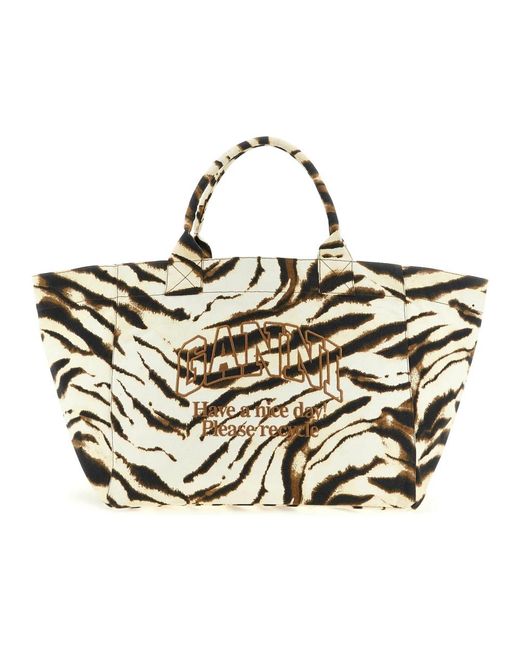 Ganni Metallic Shopping Bags