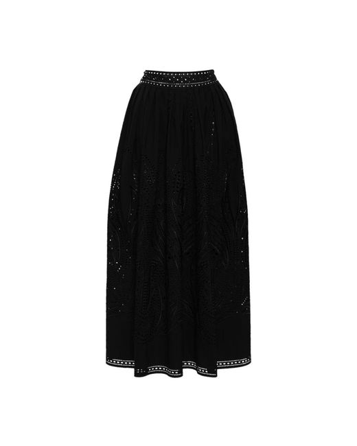 Alberta Ferretti Rokken ,Zwart ,Katoen Zwarte Kant A-Lijn Rok in het Black