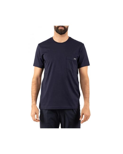 Fay Blaues baumwoll-t-shirt mit tasche in Blue für Herren