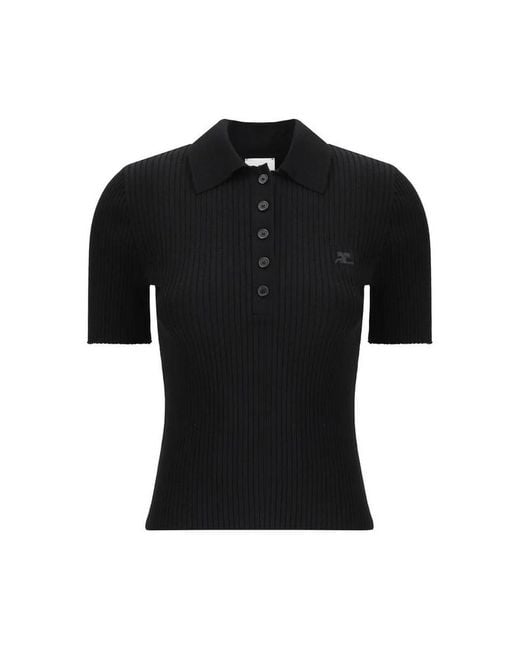 Courreges Black Polo Shirts