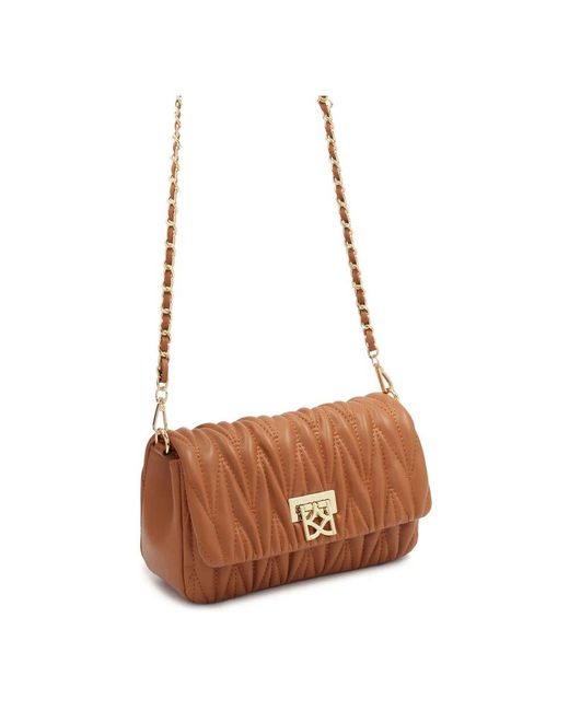 Kazar Brown Braune Handtasche Aus Fein Gestepptem Leder