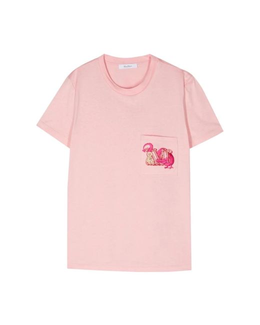 Max Mara Pink Rosa logo verziertes crew neck t-shirt