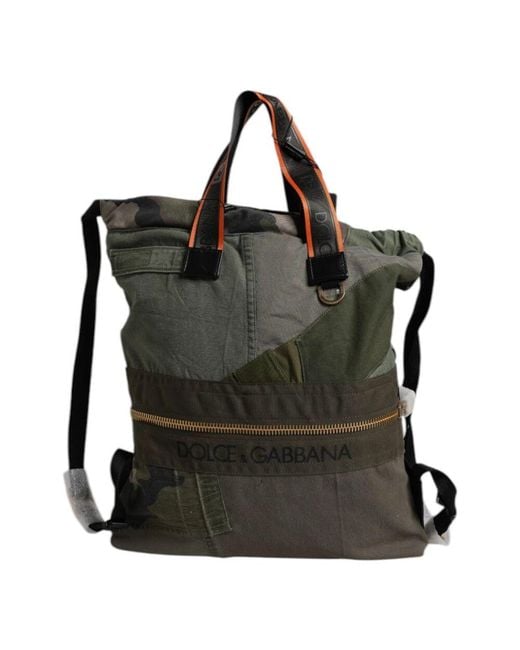 Dolce & Gabbana Black Militärgrüner Patchwork Rucksack Rucksack