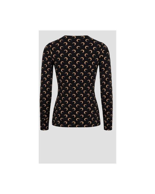 MARINE SERRE Black Long Sleeve Tops