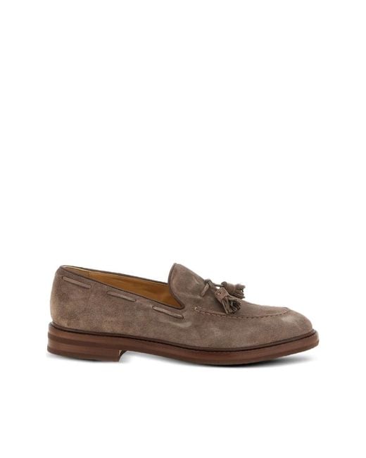 Brunello Cucinelli Tassel Loafer Suède Leren Zool in het Brown voor heren