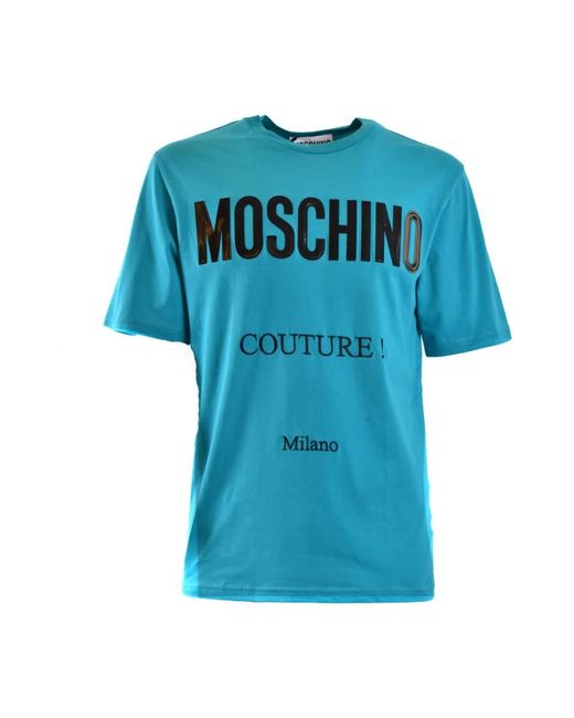 Moschino Tops ,Blauw ,Upgrade Je Casual Garderobe Met Stijlvolle T-Shirts in het Blue voor heren