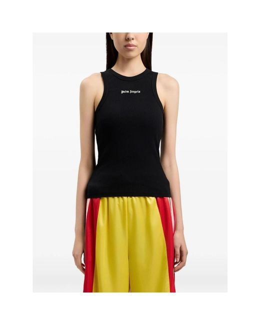 Palm Angels Black Sleeveless Tops
