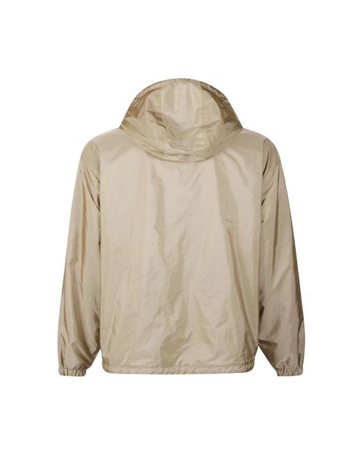 Prada Jassen ,Leer Reversible Logo Jacket in het Natural voor heren