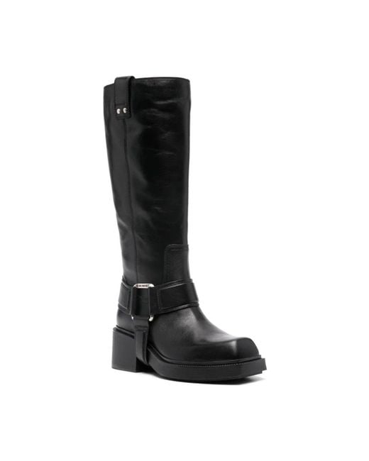 Vic Matié Black Schwarze lederstiefel mit quadratischer zehenkappe