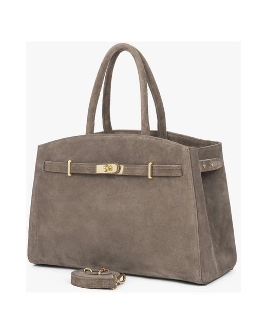 ESTRO Brown Italienische Velours-Tote