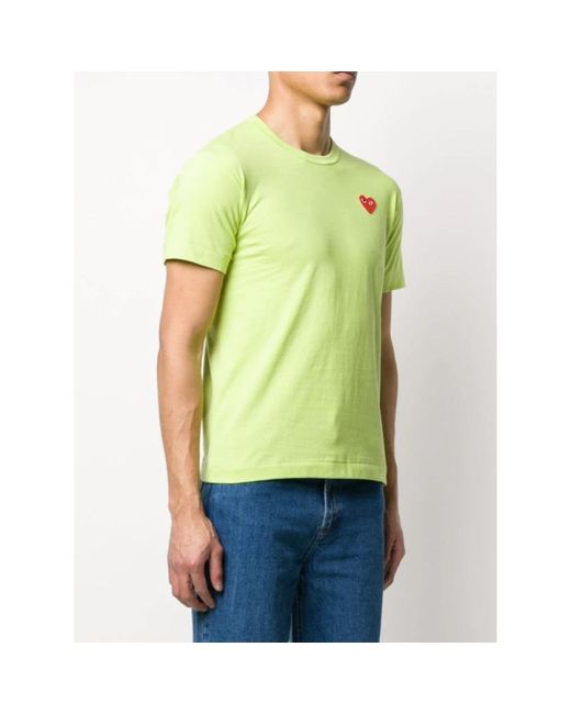 COMME DES GARÇONS PLAY Grünes t-shirt mit kurzen ärmeln und herz in Yellow für Herren