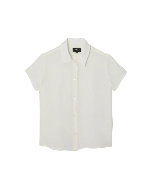 A.P.C. Korte Linnen Blouse in het White