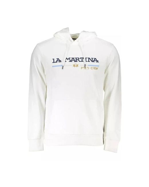 La Martina E Baumwollkapuzenpullover mit Stickerei in White für Herren
