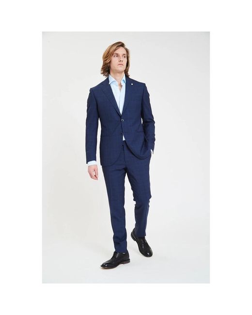 Luigi Bianchi Blue Single Breasted Suits for men